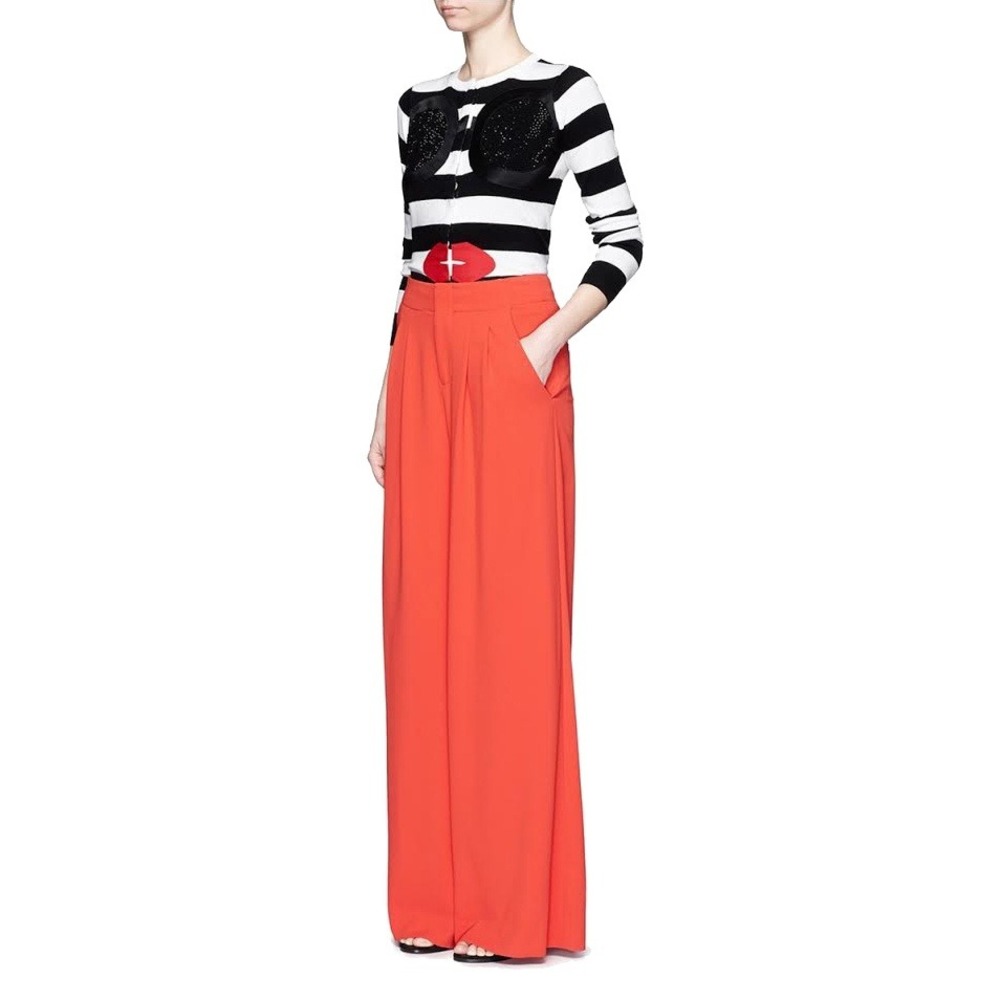 NWT Alice + Olivia Stacey Face Striped Cardigan Black White Sequin S - Picture 3 of 16